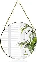Hanging Mirror, 25.5cm/10inch Nordic Style Round Wall Hanging Mirrors with Golden Chain, Anti-Rust Makeup Mirrors Ornament for Bathroom Dressing Table Decoration