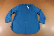 Chicos Womens Size 14 Scandi Blue Long Sleeve Button Front Tunic NWT