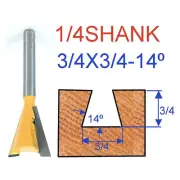 1 pc 1/4" SH 3/4 Diameter 14° Dovetail Router Bit For Omni Jig (43705)