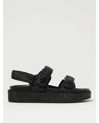 Tory Burch Double T Sport Woven Sandal Women Black Flat Sandals