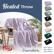 Dreamaker Heated Throws Blanket Reversible Fleece Sherpa Plush Snuggle Rug