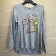 Modern Canvas Shirt Women's Size Medium Gray Graphic Pumpkin Spice Fall Autumn