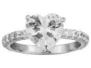 Bella Luce (R) 5.02ctw Rhodium Plated Sterling Silver Heart Ring