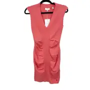 Ted Baker LONDON Size 1 0-2US Novari Ruched Rib Knit Dress Coral Pink NEW