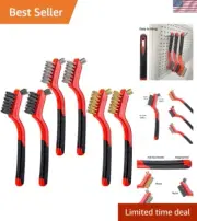Versatile 6-Pc Wire Brush Kit – Stainless Steel, Brass & Nylon Brushes