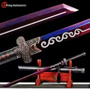 39''Unsharpened Blue&Purple 1095 Steel Chinese Tang Dynasty Straight Dao 唐刀