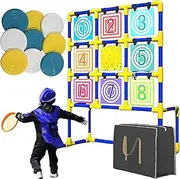 Backyard Throwing Frisbee Game Set, Throw Target Game Set with 9 Frisbee for Camping, Beach, Lawn, Easy to Set Up, Compact Carry Model, for Indoors and Outdoors