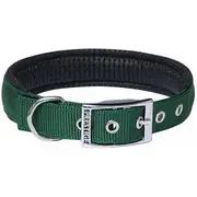 Green Soft Padded Dog Collar - 25mm x 56cm Chrome Plated Buckle (Prestige Pet)