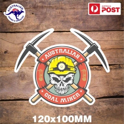AUSTRALIAN COAL MINER STICKER MINING JOY PUNISHER SKULL