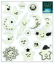 Glow Stickers Carton Moon Star Sun Glow In The Dark Stickers Cute Moon and Star