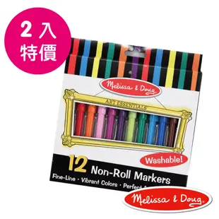 美國瑪莉莎 Melissa & Doug 可水洗細頭彩色筆 - 12色(2入)