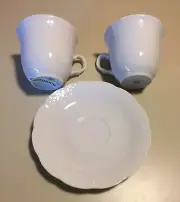 Sasha Nicholas White Basket Weave 2 Cups 1 Saucer