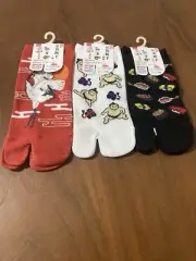 DAISO JAPAN Mens Tabi socks 4 set 23-25cm US:6-8 Sumo crane sushi