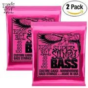 2-PACK Ernie Ball 2834 Super Slinky Round Wound 4-String Bass Strings 45-100