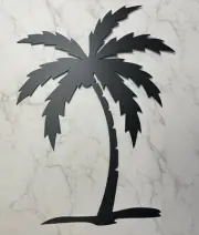 Palm Tree - Metal Wall Art - Satin Black 12" x 10" Left Facing