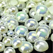 800 Pcs AB Cream Flatback Round Half Faux Pearls Beads DIY Crafts Nail Art
