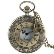 Old Fashion Pocket Watch Pendant Tassel Quartz Movement Watches Necklace Chain