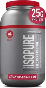 Zero Carb Protein Powder, 100% Whey Protein Isolate, Flavor: Strawberries &