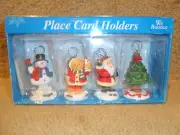 4 pcs SET Christmas Place Card Menu Holders Santa Snowman Bear tree Bounce