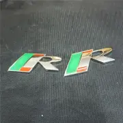 2x Chrome R Silver Cyan Metal Emblem Sticker Badge Decal Utility Turbo 3D Sports (for: Ferrari)