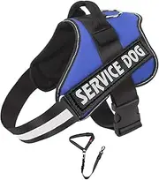 [UPET] No-Pull Dog Harness, Reflective Heavy Duty Adjustable Escape-Proof Padded Service Dog Puppy Vest for Small, Medium, and Large Dogs Training & Outdoor Walking, Includes 1*Dog Seat Belt.(Blue L)