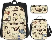[CADREWY] Hairy Ferret Print Travel Bag Adjustable Shoulder Straps Lunch Bag Pencil Case Large Capacity Bag, Black, One Size