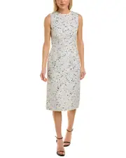 Oscar de la Renta Silk-Lined Marble Tweed Wool-Blend Sheath Dress