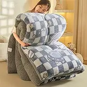 Comforters Queen Size Fluffy - Warm Comforter For Winter Blanket King Size - Fine stitching Queen Fluffy Artificial Sherpa Comforter Set - Soft Single Bed Sherpa Comforter Queen(H,87*95"(220*240cm))