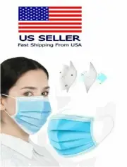100 pcs 3-Ply Blue Face Protection Mask Earloop Surgical Mouth Dust Cover - USA