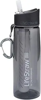 LifeStraw Go Water Filter Bottle with 2-Stage Integrated Filter Straw for Hiking, Backpacking, and Travel, Grey, Model:LSGOV2CR44