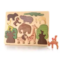 在飛比找蝦皮商城精選優惠-嬰兒玩具 3d 木製拼圖森林動物拼圖板早教蒙台梭利木製玩具兒