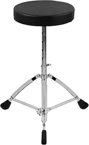 Drum Throne for Adult, Universal Drum Throne Round Padded Drum Seat Stool Double-braced Stainless Steel Legs Anti-Slip 5 Levels Adajustable Height for Adult Drummers