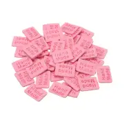 50pcs Handmade PU Leather Label Sewing Embossed Tag Embellishment Light Pink
