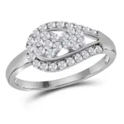 14kt White Gold Womens Round Diamond 2-stone Cluster Ring 1/2 Cttw