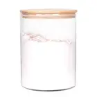 Glass Flour Container with Airtight Bamboo Lid Large Food Jar Wooden for Storage