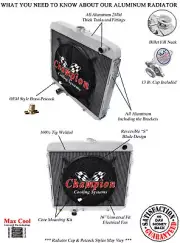 AL Champion 4 Row Radiator W/ 16" Fan for 1967 Ford Custom V8 Engine #MC67GL (for: Ford)