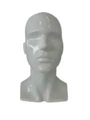Male Mannequin Display Head - Gloss White - FIBREGLASS