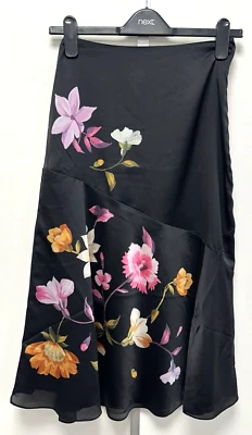 NEW! Ted Baker UK6 Eu34 US2 black 'Rhubarb' floral print Hayley midi lined skirt