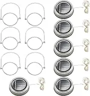 Ysyaxsyt Solar Jar Lid Lights, 6 Pack 20 Led String Fairy Star Firefly Jar Lids Lights,6 Hangers Included(Jars Not Included), Patio Garden Decor Solar Laterns Table Lights