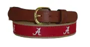 ZEP PRO U of Alabama Crimson Tide Leather Canvas Woven Ribbon Belt size 46 52 54