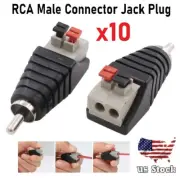 10pcs Speaker Wire Cable to Audio Male RCA Connector Adapter Jack Plug LED CCTV