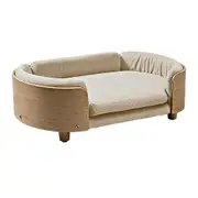 Taily Wooden Pet Couch Bed Velvet Cat Dog Sofa Soft Foam Washable Cover Wood Frame S/M/L