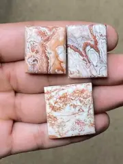 36.78ct 3 piece Lot Rosetta Jasper Cabochon Pink Jasper Square Shape Loose stone