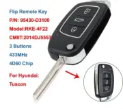 Flip Remote Key Fob 3 Buttons 433MHz 4D60 Chip for Hyundai Tuscon 2015 2016 2017