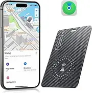 Slim Tracker Card, VISOOP Wireless Rechargeable Wallet Finder Compatible with Apple Find My(iOS Only), IP 68 Waterproof Lound Sound for Wallets Luggage Belongs（Carbon Fiber Texture 1Pack）
