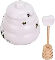 LIGIGWASH Hexagon Shape Honey Jar Bee Kitchen Decor Ceramic Seasoning Bottle Honey Dispenser Spice Jar Set Condiment Canister