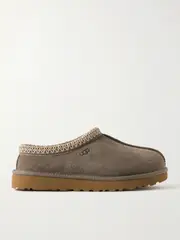 [UGG] UGG - Tasman Wool-blend Fleece-lined Embroidered Suede Slippers - Taupe - US5 US5 Brown