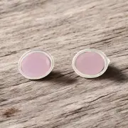 Rose Chalcedony Gemstone 925 Solid Silver Jewelry Handmade Men Cufflinks 0.59"