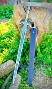 Handmade Engraving High Carbon Steel Battle Ready full Tang Sword with Scabbard
