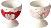 TIDTALEO 2Pcs European Style Ceramic Egg Holder Elegant Breakfast Cups for Boiled Eggs Scratch Resistant for Home Use Lovely Design